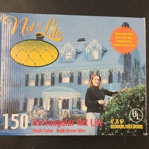 NIB Christmas Lights Net of Lite 150 Lights Rectangular - Multi Color 4ft x 6ft